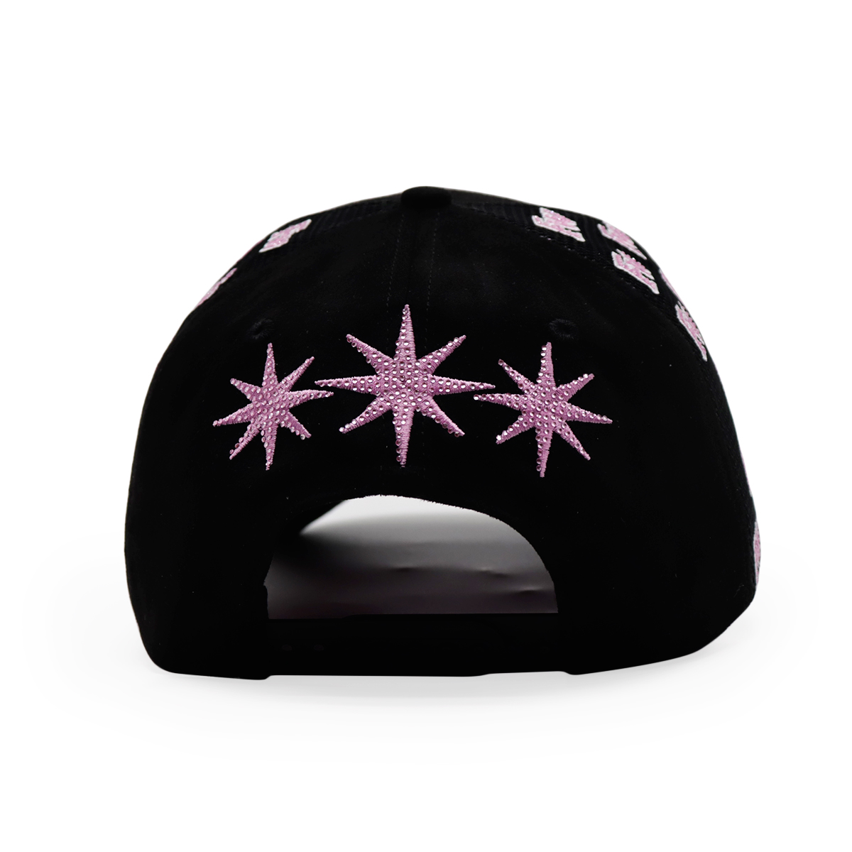 Black Velvet Mesh Trucker Cap with Pink FITWELL 3D Embroidery