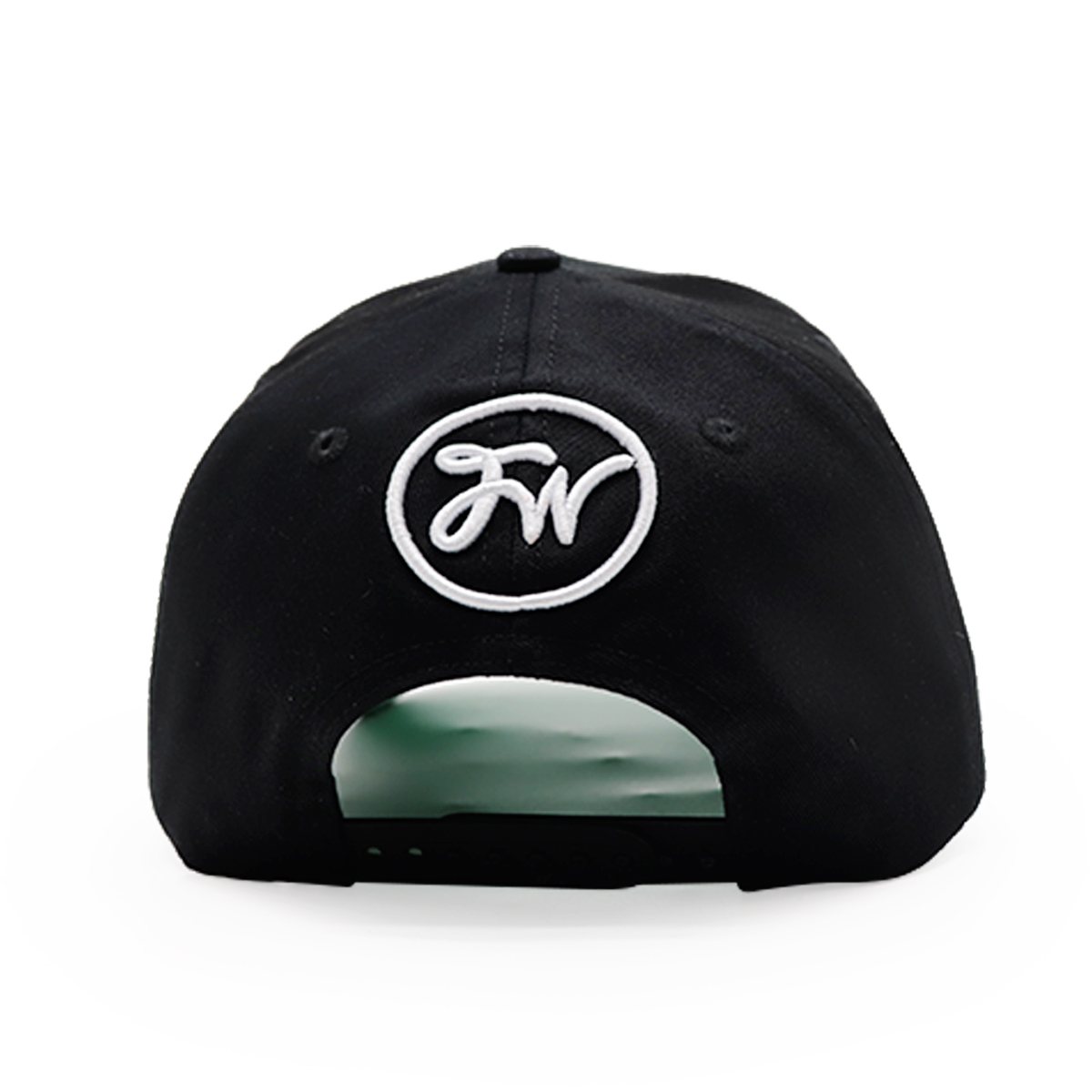 Black Baseball Cap with Skull Crossbones and Green Gothic Embroidery