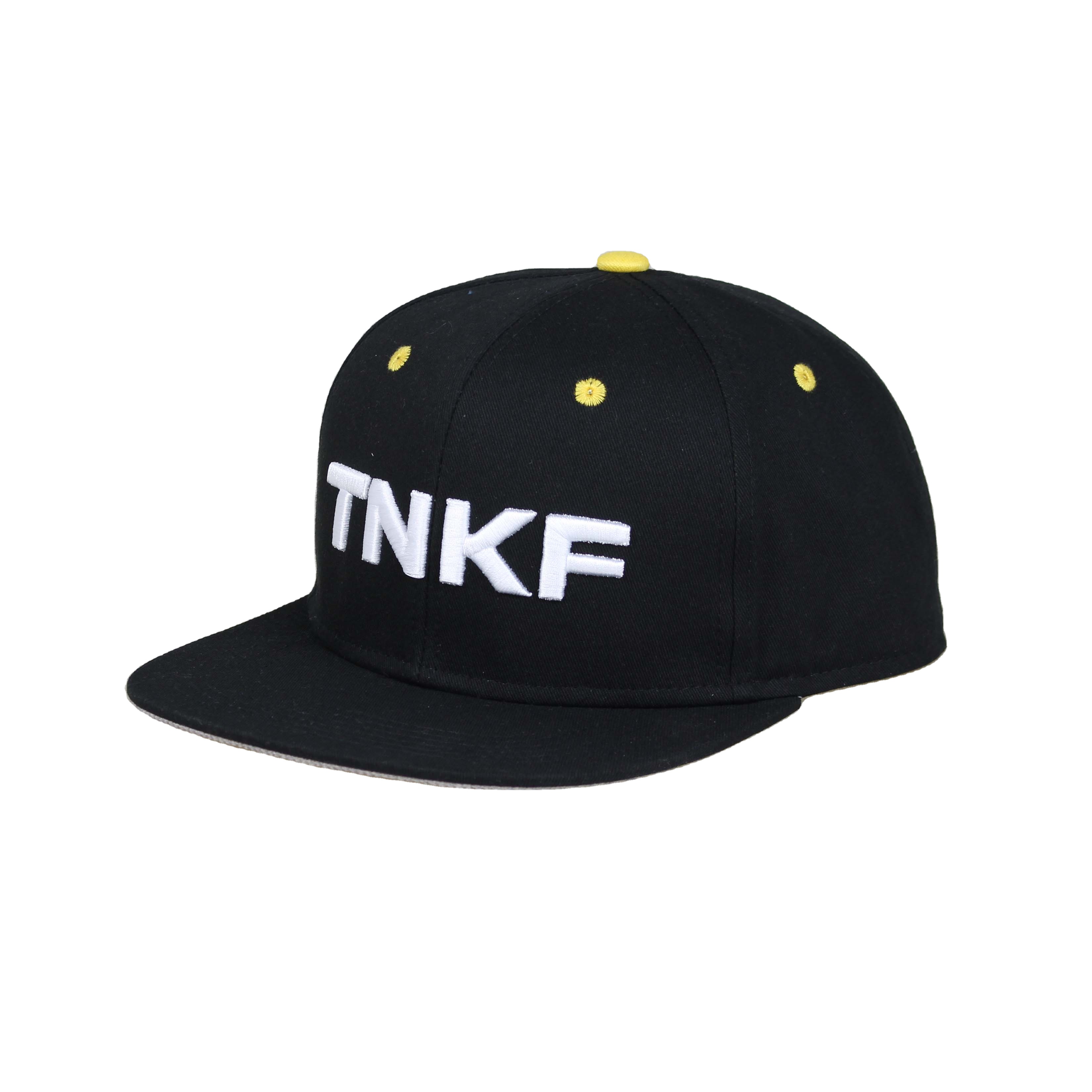 TNKF Logo Black Snapback Hat with Yellow Accents