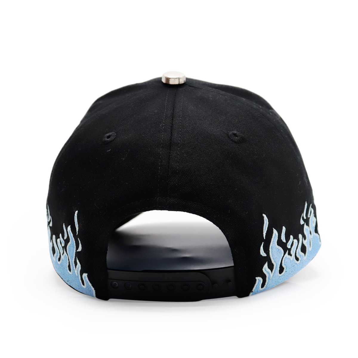 3D Puff Embroidered Flame Baseball Cap Black Blue Gothic Letter Streetwear Hat