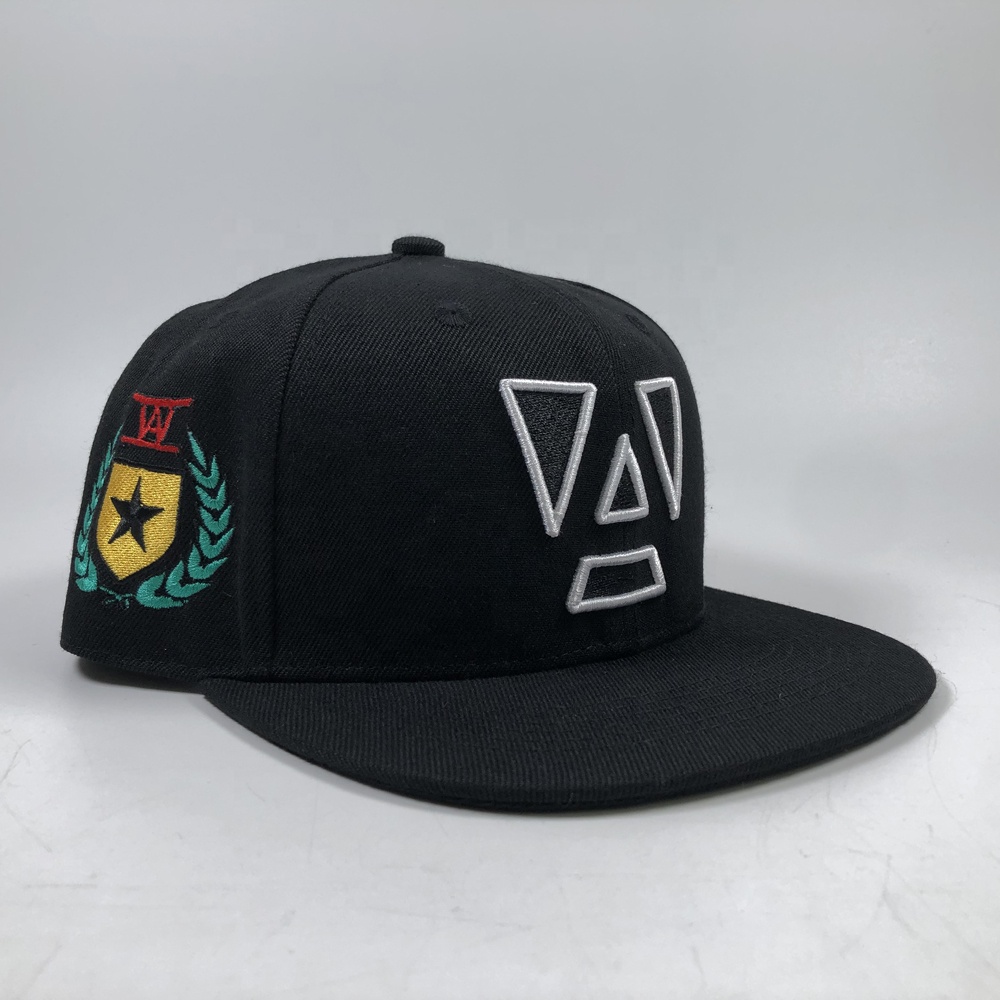 Geometric Face 3D Embroidered Flat Brim Snapback Cap