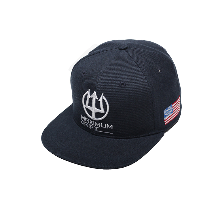 Maximum Drift Flat-Brim Snapback Hat with US Flag Patch