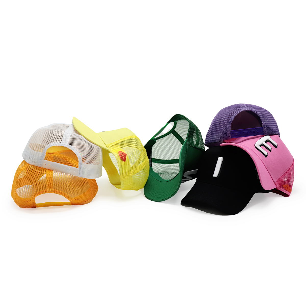 FITWELL Colorful Letter Mesh Trucker Caps – 7-Color Alphabet Cap Set for Men & Women