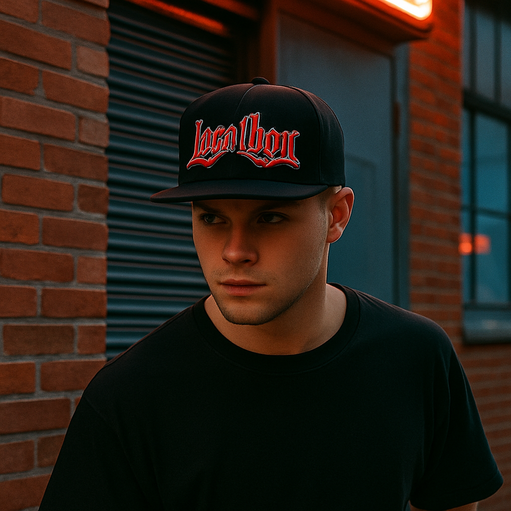 LOCALBOY Red 3D Embroidered Snapback Hat