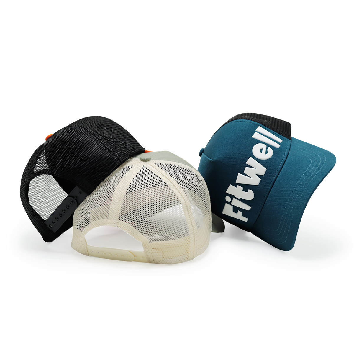 Fitwell High Frequency 3D Logo Trucker Cap, Custom Embossed Mesh Hat, Sports & Casual, Multiple Colors