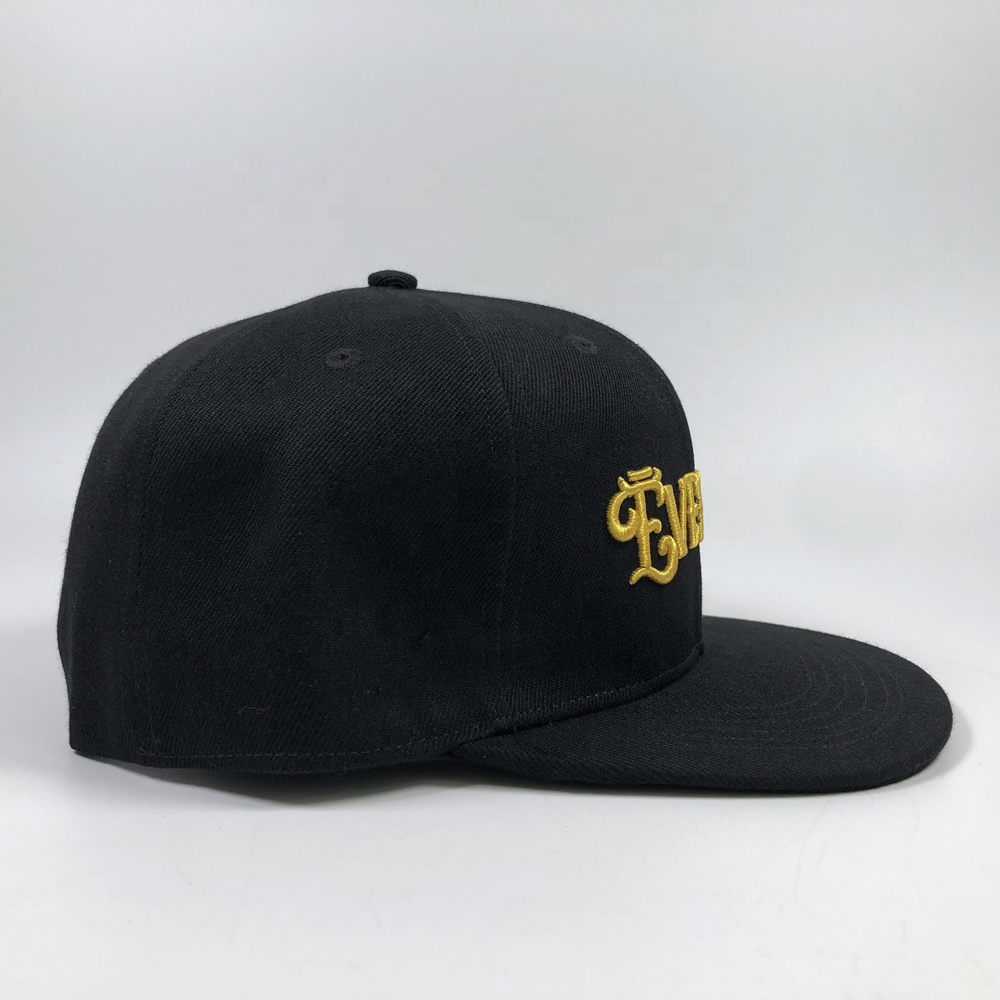 EVENCOFF Gothic Font Snapback – Black Cap with Gold 3D Embroidery