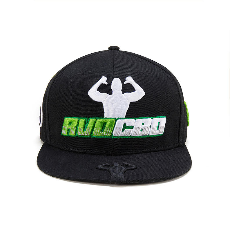 Muscle‑Graphic Premium Flat‑Brim Snapback Hat