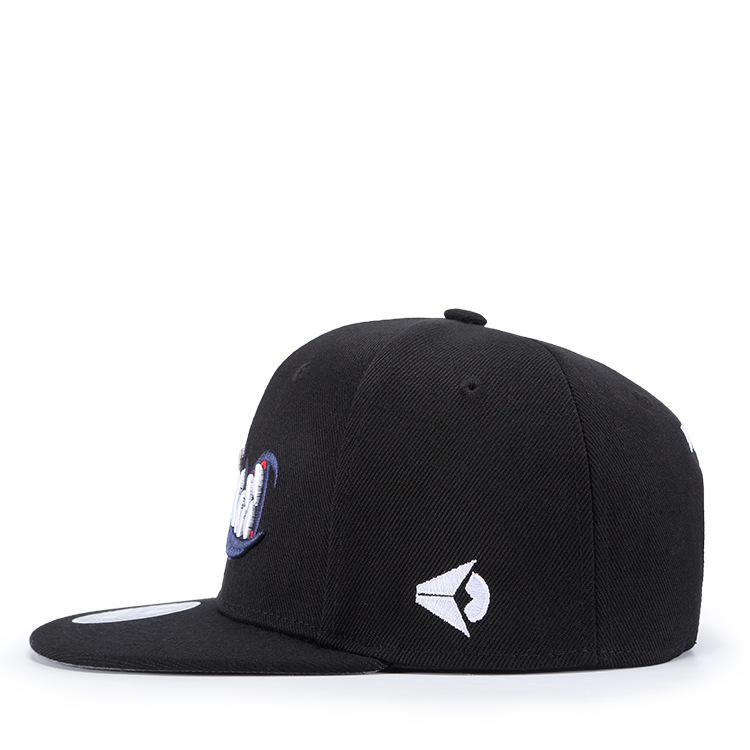 Monster Teeth Embroidered Flat Brim Cap – Black 3D Graphic Snapback