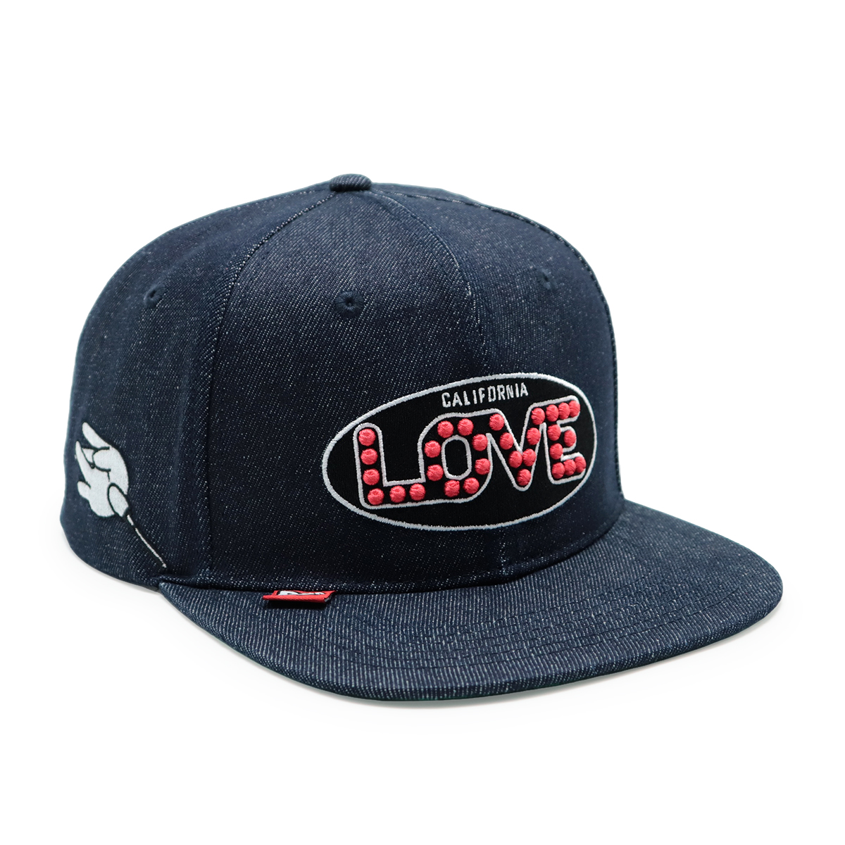 California LOVE Embroidered Denim Snapback Hat – Flat Brim Streetwear Cap