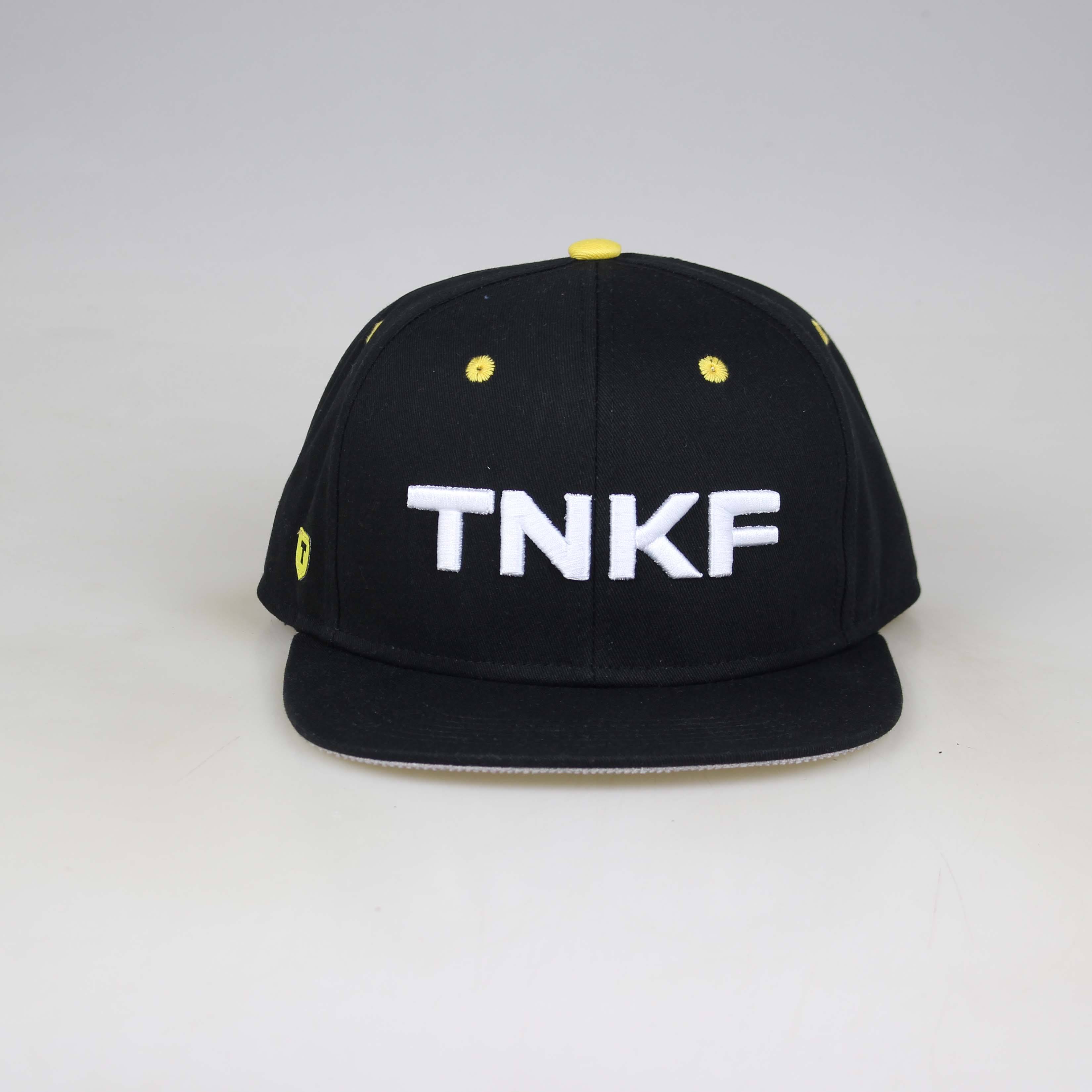 TNKF Logo Black Snapback Hat with Yellow Accents