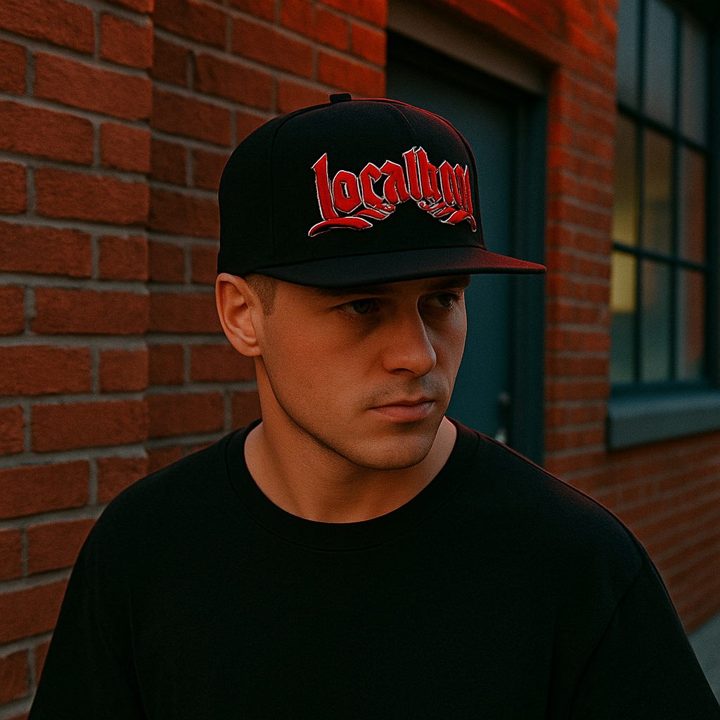 LOCALBOY Red 3D Embroidered Snapback Hat