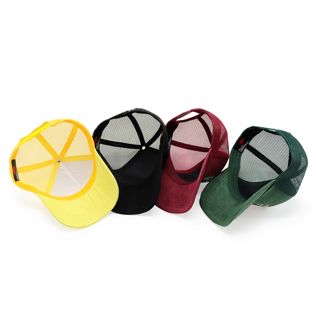 Custom Logo Trucker Caps – Multi-Color Mesh Back Snapback Hat with Panda Patch