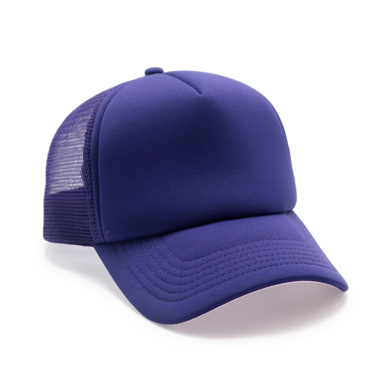 Adjustable Navy Blue Purple Trucker Cap with Mesh Back for Outdoor Sports
