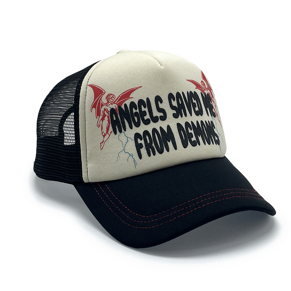 Foam Mesh Back Cap – &quotANGELS SAVED ME FROM DEMONS