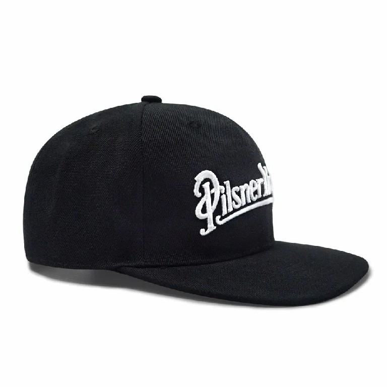 Pilsner Urquell Logo Streetwear Black 6 Panel Custom 3D Embroidered Snapback Hat