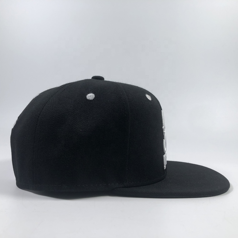 JHORNZ Black 3D Embroidered 6-Panel Snapback Cap