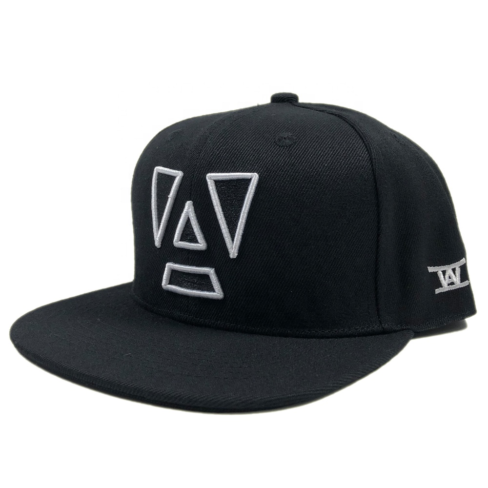 Geometric Face 3D Embroidered Flat Brim Snapback Cap