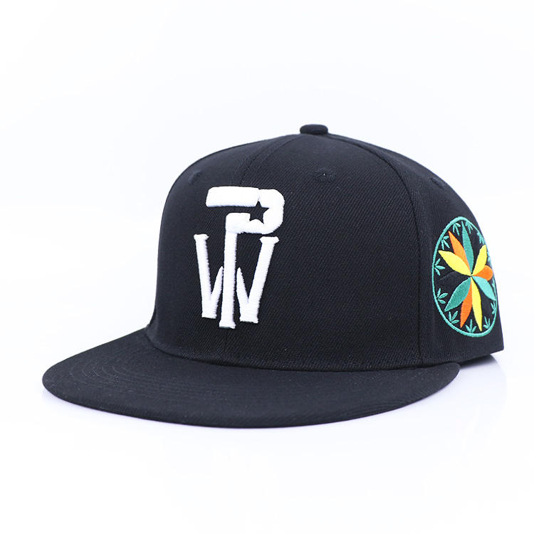 Two-Side Embroidered Snapback Cap with Abstract and Color Crest