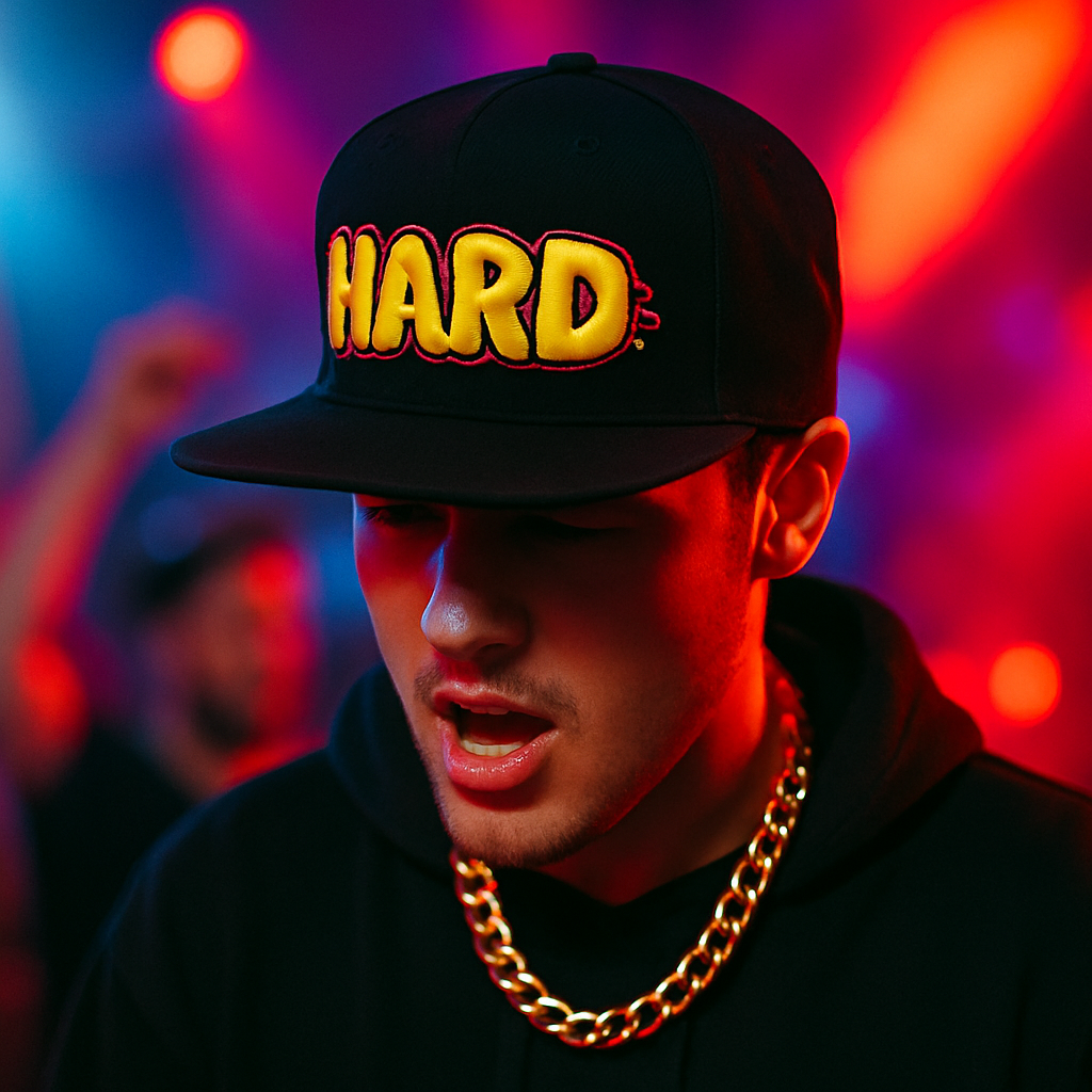Graffiti Pop Snapback – Black Flat-Brim 6-Panel Cap