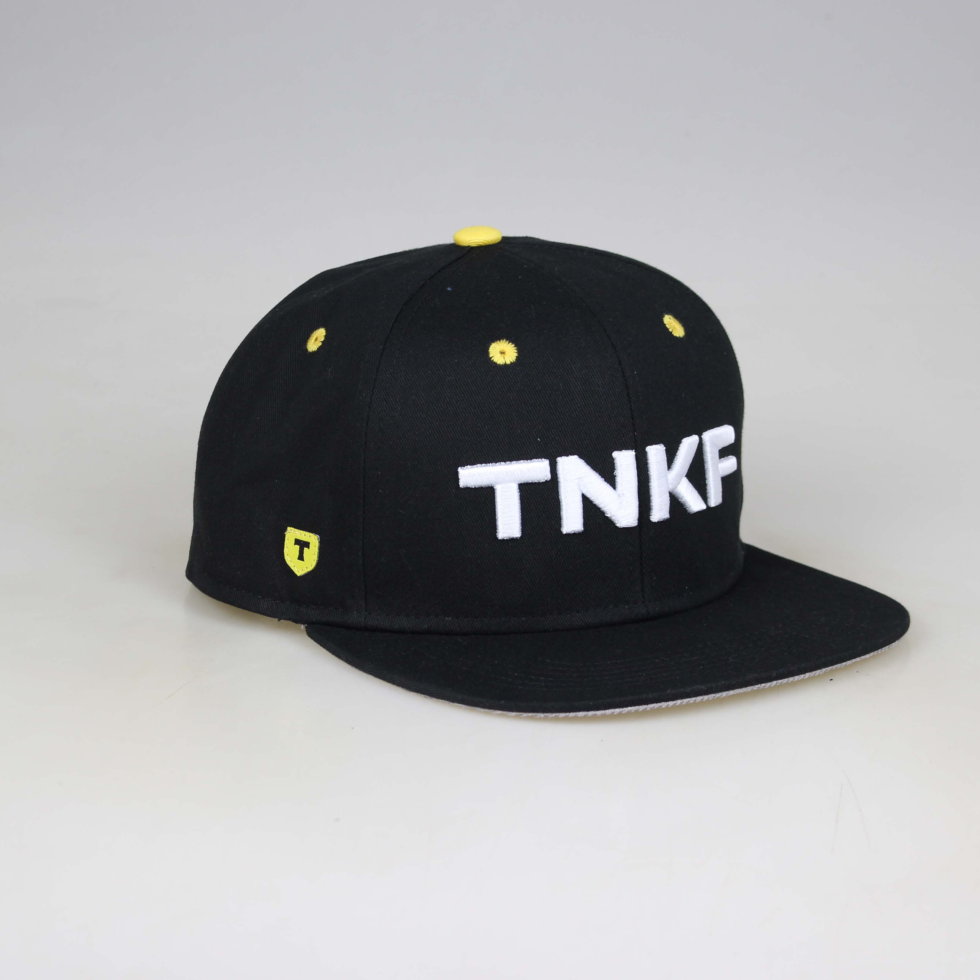 TNKF Logo Black Snapback Hat with Yellow Accents