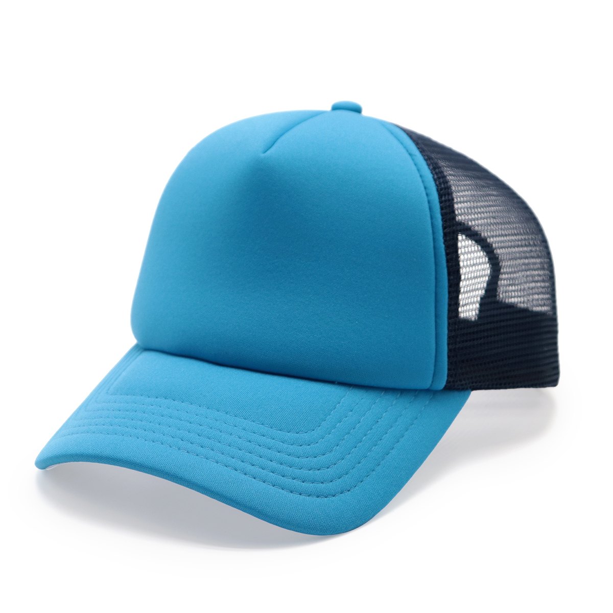 Adjustable Navy Blue Purple Trucker Cap with Mesh Back for Outdoor Sports