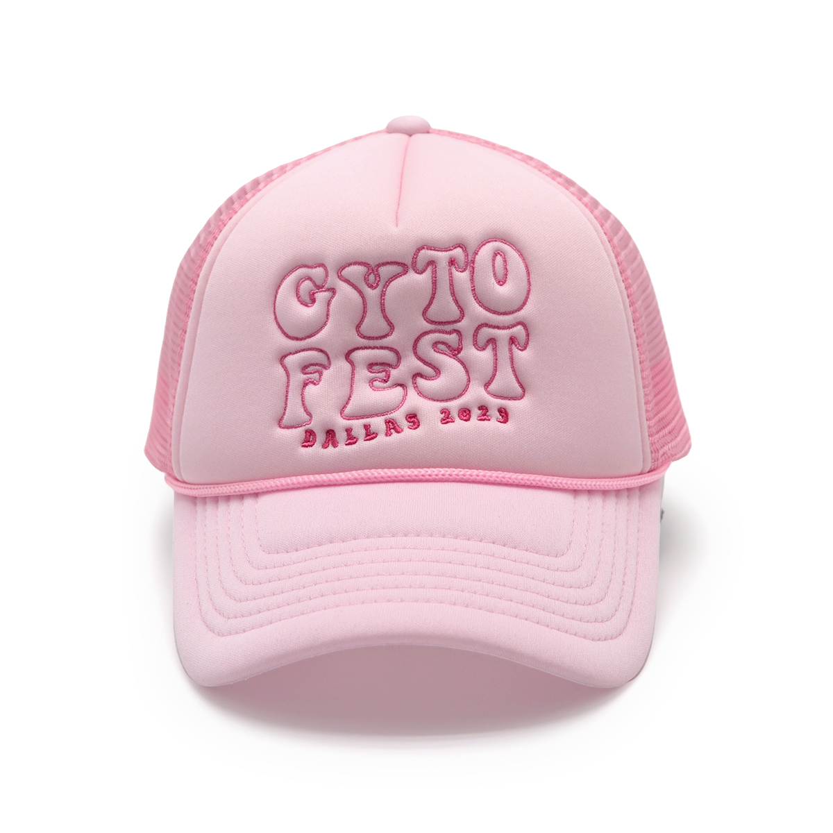 GYTO FEST 2023 Trucker Hat – Pink Embroidered Festival Cap with Mesh Back