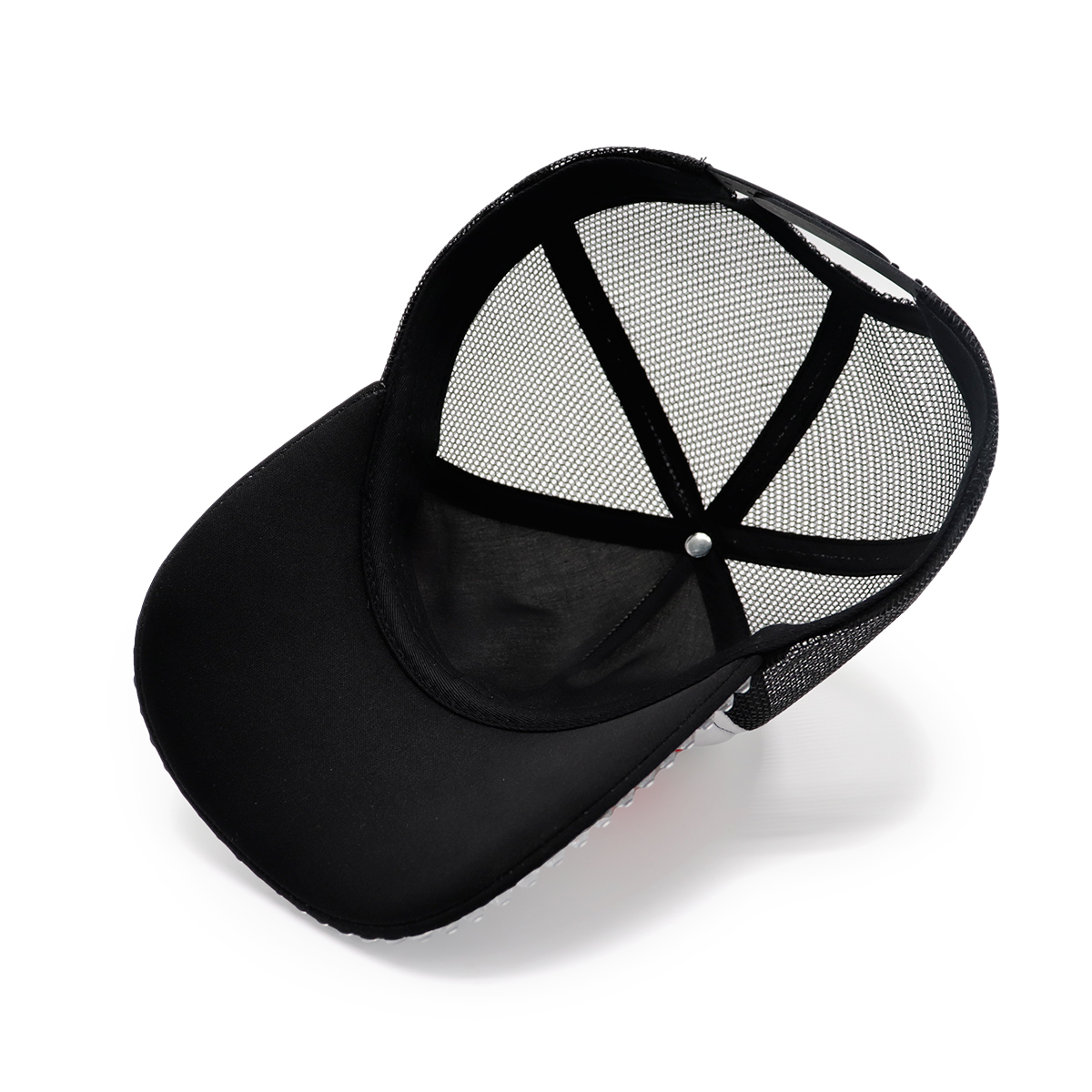 Rhinestone Brim Gothic Number Embroidered Trucker Hat – Bold 85448 Mesh Snapback Cap