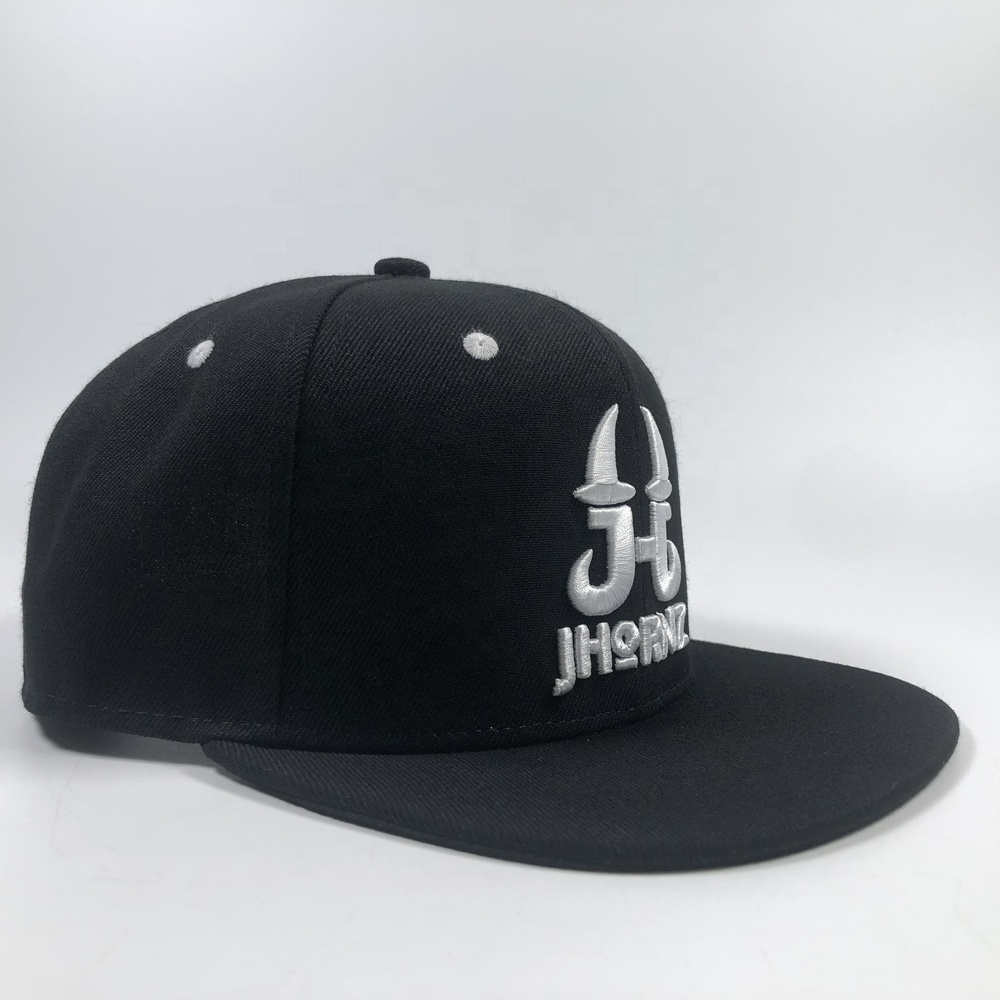 JHORNZ Black 3D Embroidered 6-Panel Snapback Cap