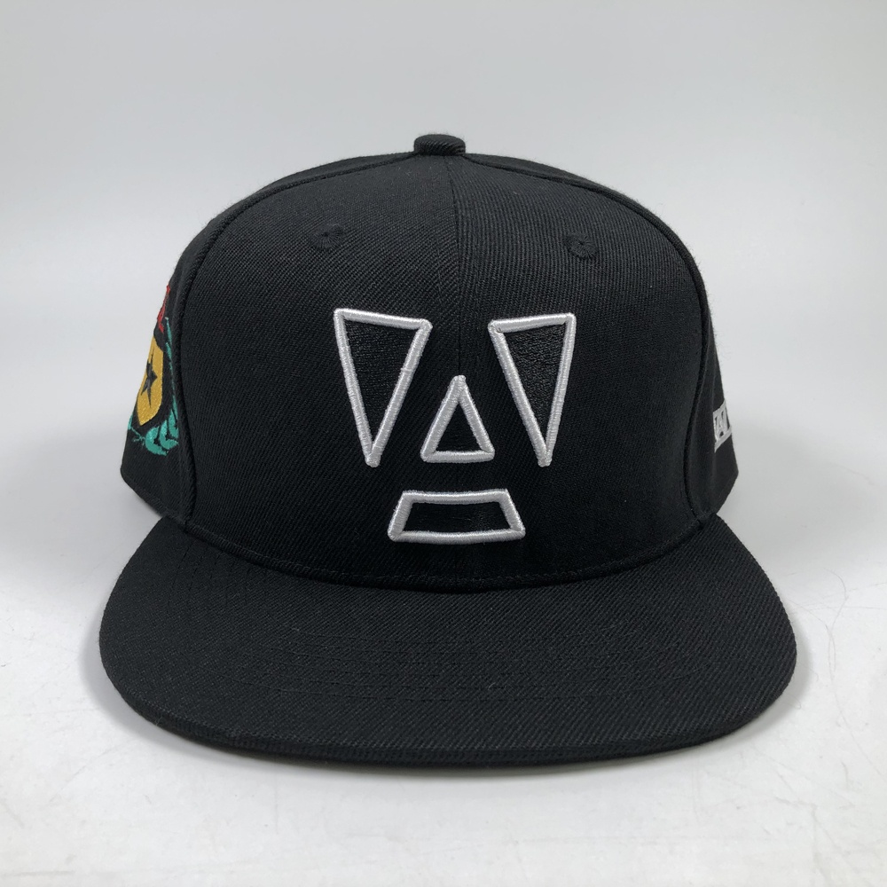Geometric Face 3D Embroidered Flat Brim Snapback Cap