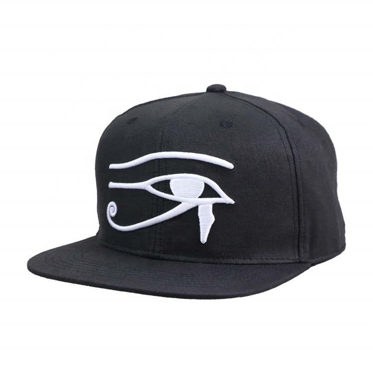 Eye of Horus Snapback – Black 6-Panel Flat Brim Cap
