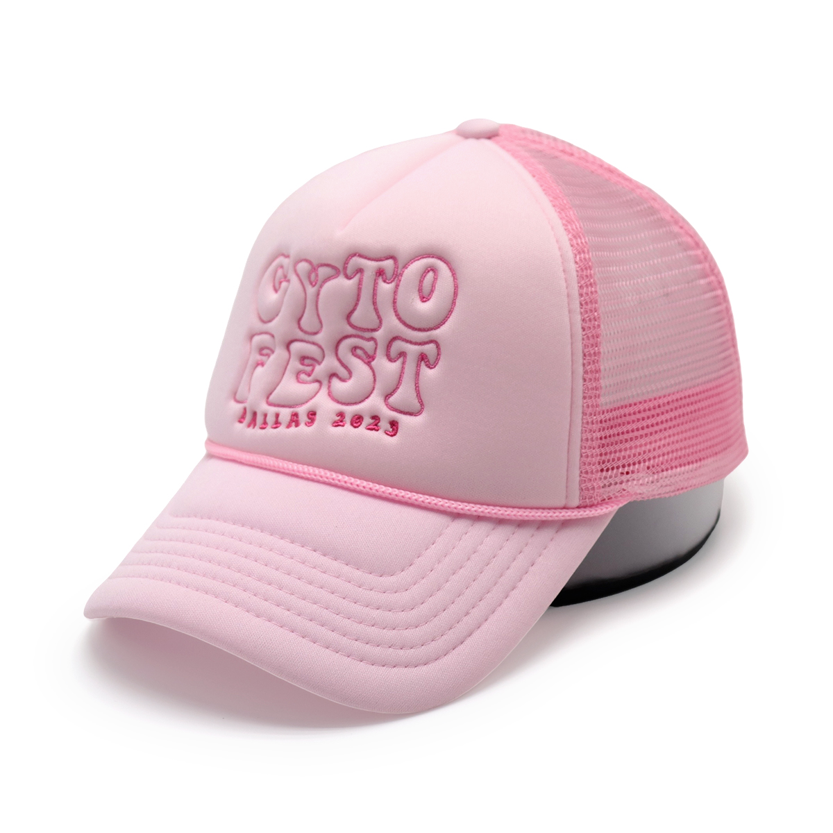 GYTO FEST 2023 Trucker Hat – Pink Embroidered Festival Cap with Mesh Back