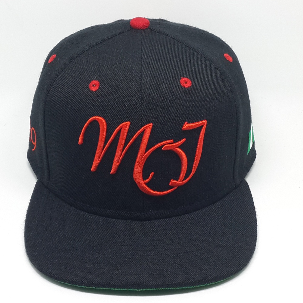 MOJ Red Embroidered Nigeria Flag Snapback Hat