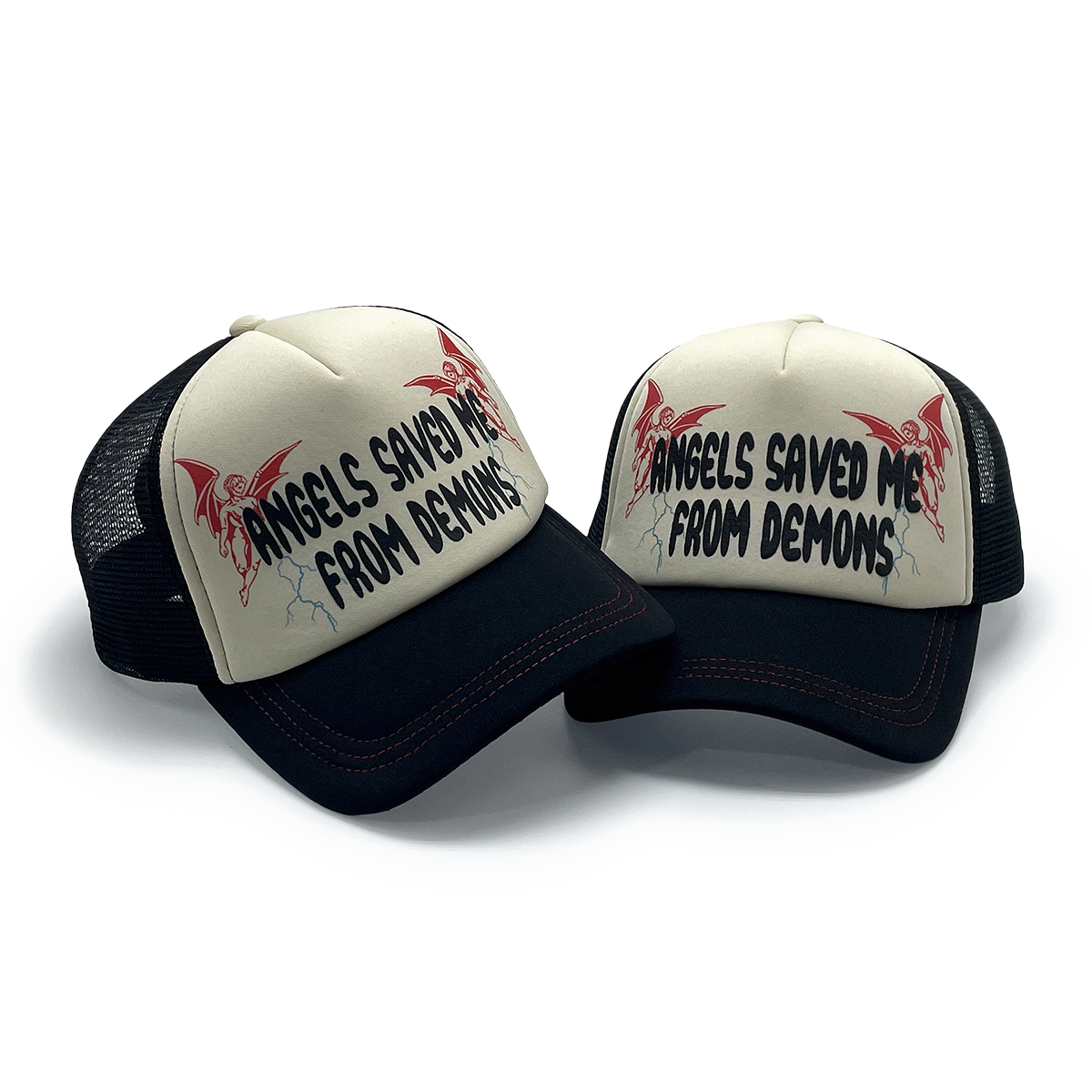 Foam Mesh Back Cap – &quotANGELS SAVED ME FROM DEMONS