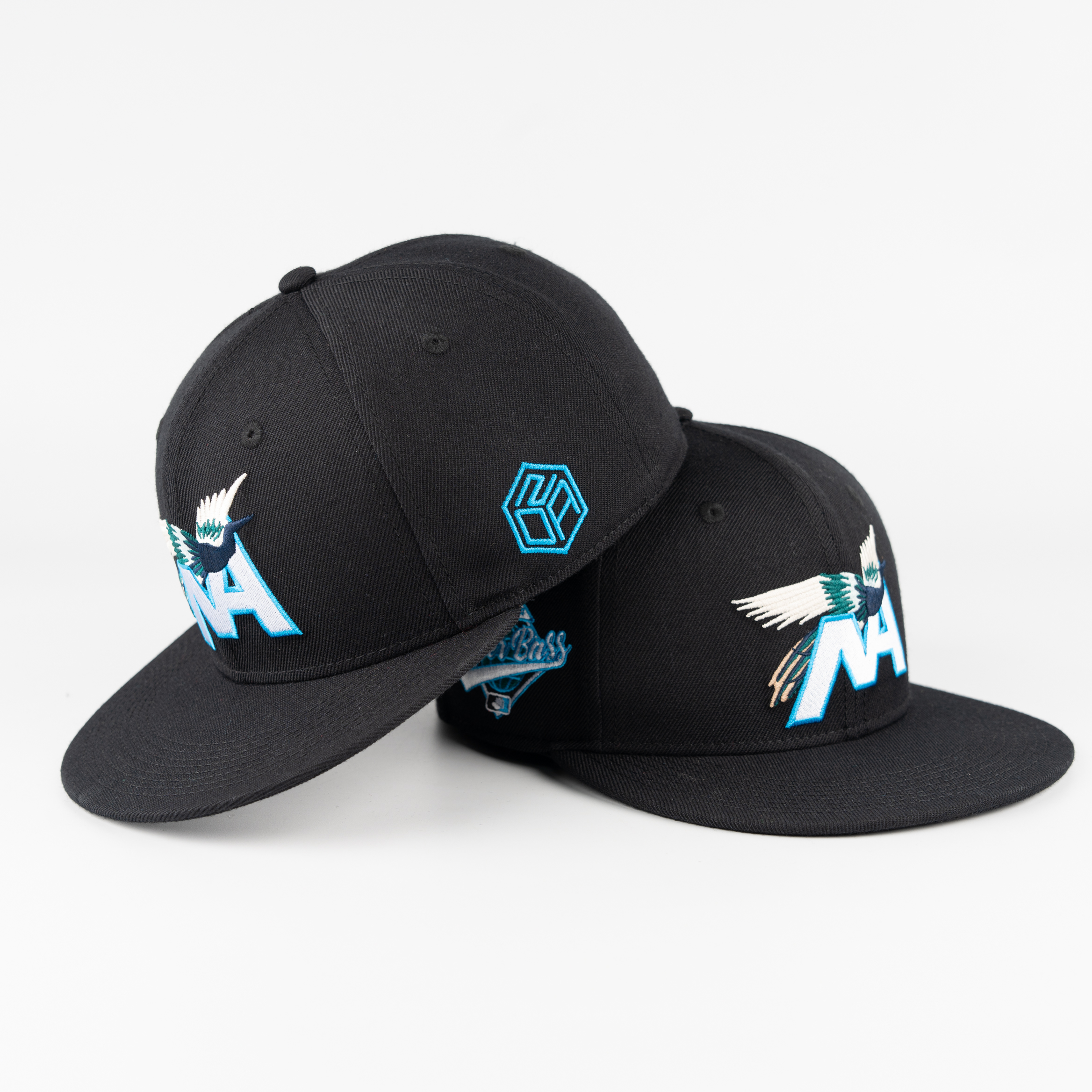 Blue Bird Logo Streetwear Black 6 Panel Custom 3D Embroidered Snapback Hat