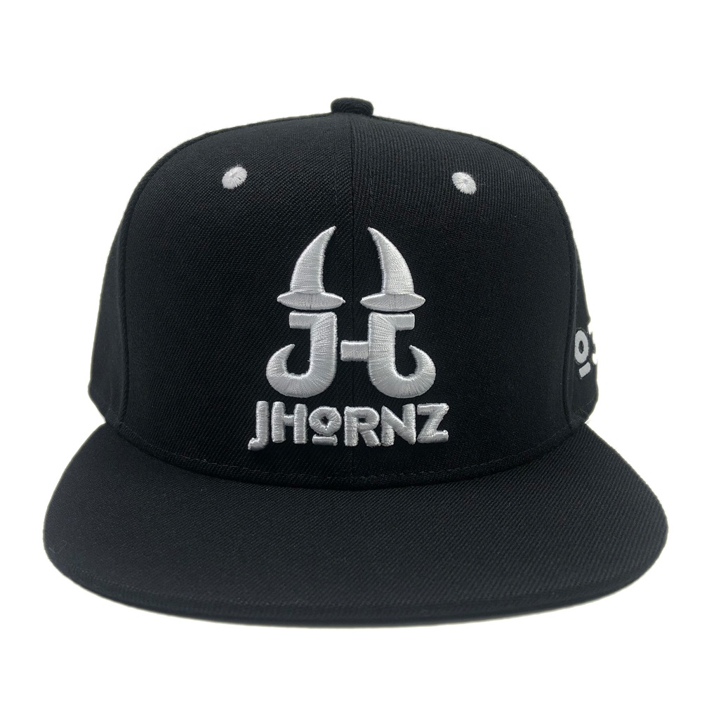 JHORNZ Black 3D Embroidered 6-Panel Snapback Cap