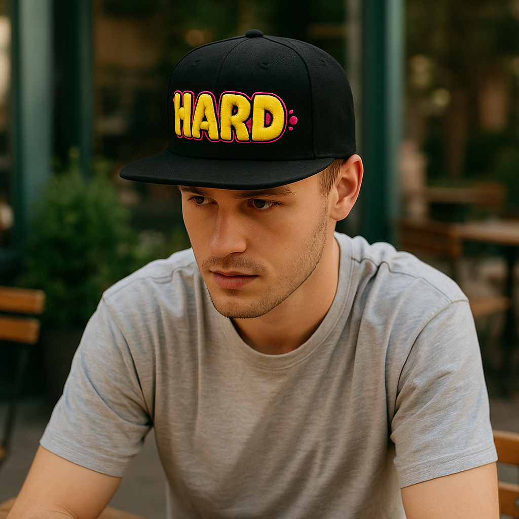 Graffiti Pop Snapback – Black Flat-Brim 6-Panel Cap