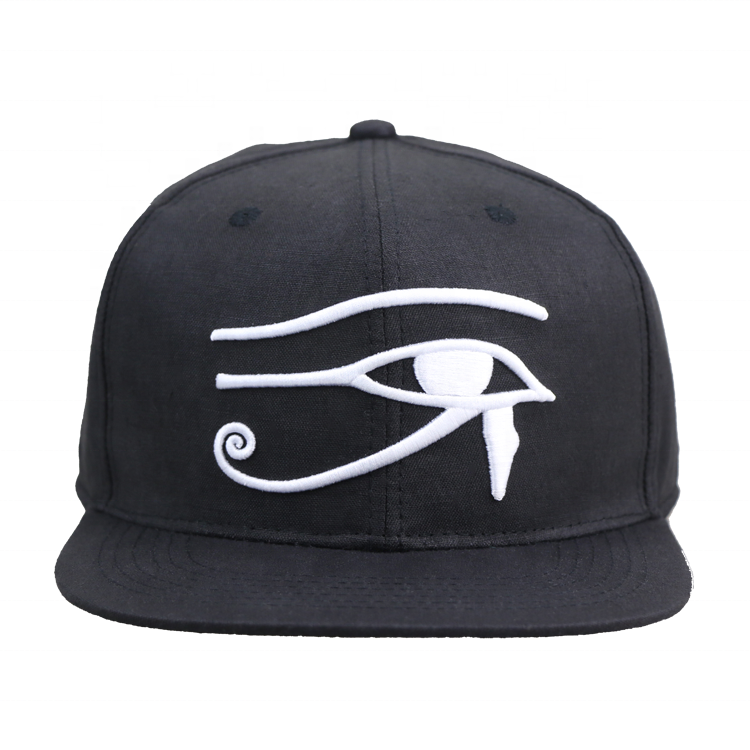 Eye of Horus Snapback – Black 6-Panel Flat Brim Cap