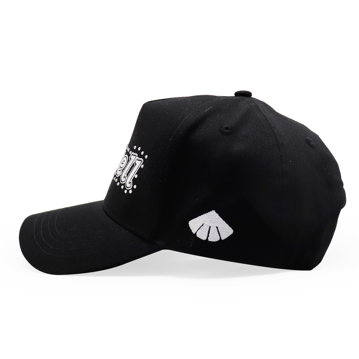 Black Baseball Cap with Silver Fitwell Embroidery and Rhinestone Studs