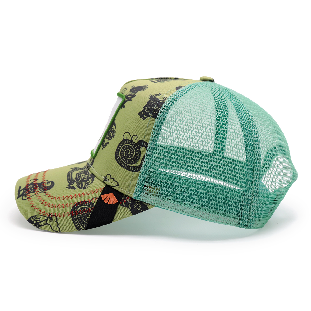 Cartoon Dinosaur Print Baseball Cap with Embroidered Patch - FITWELL Trendy Adjustable Trucker Hat