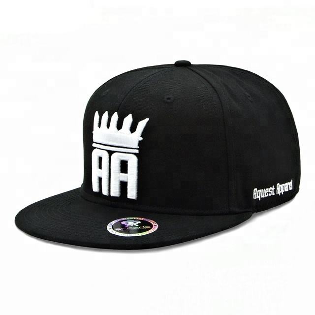 Crown Logo Custom Black Snapback Hat