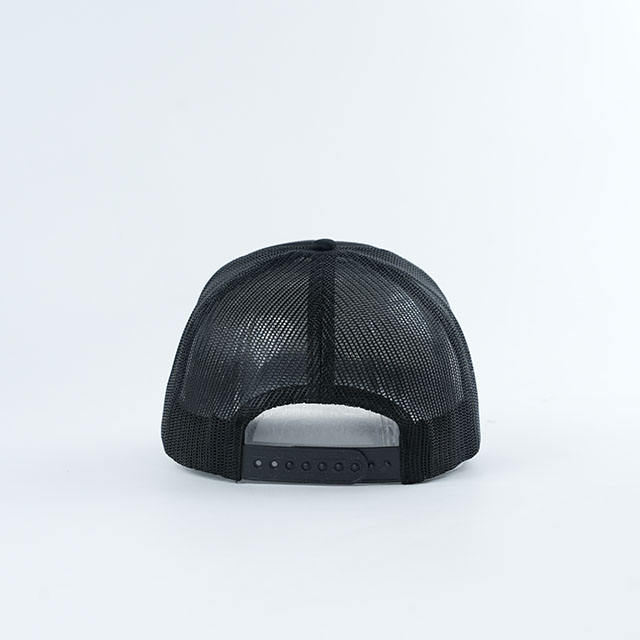 Black Mesh Rope Trucker Cap with Hot Pink Raised Letter Logo