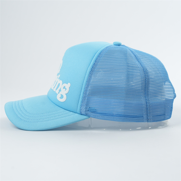 Sky Blue Cash Is King Foam Mesh Trucker Cap with Raised White Lettering