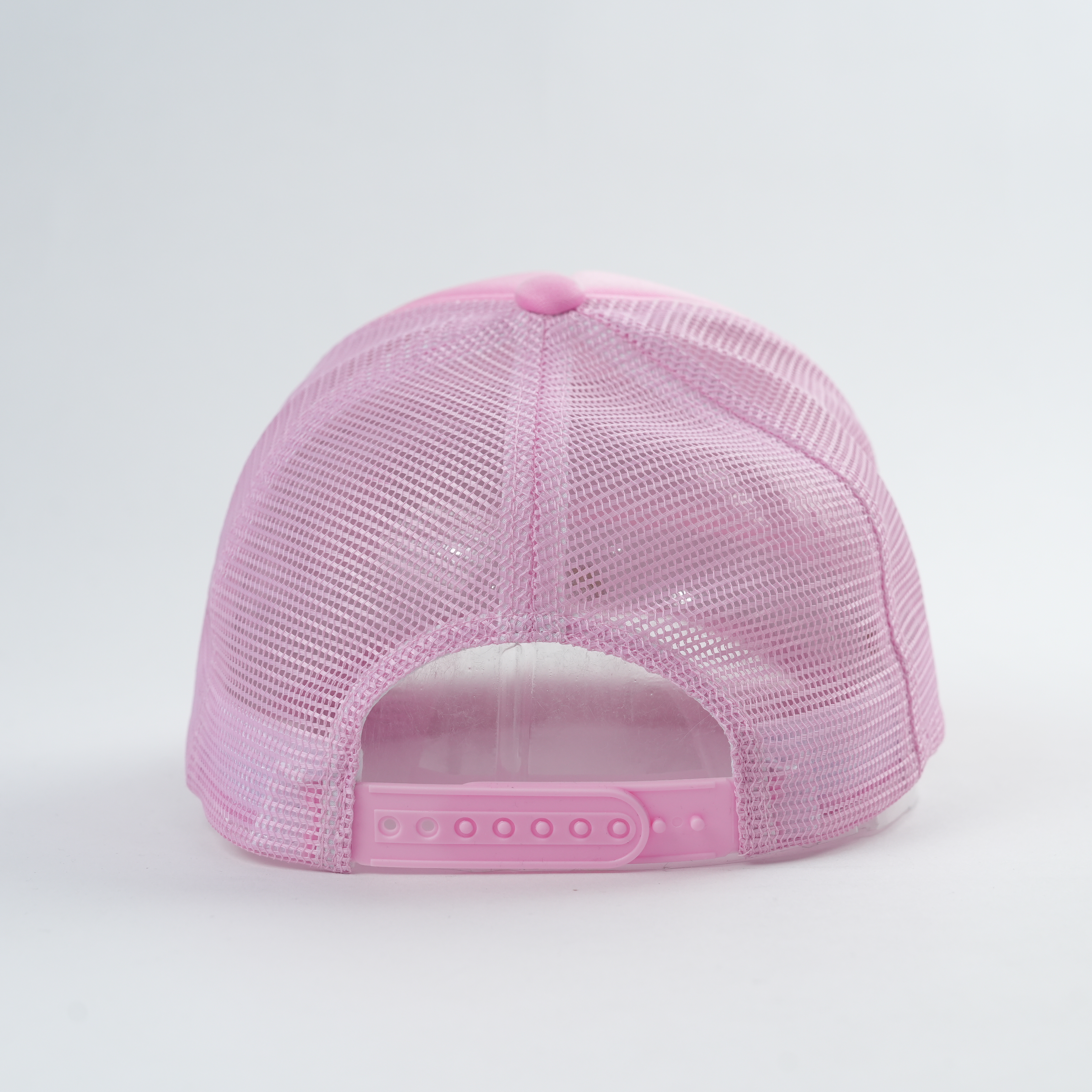Pink Five Panel Mesh Trucker Cap with Black 3D Puff Lettering