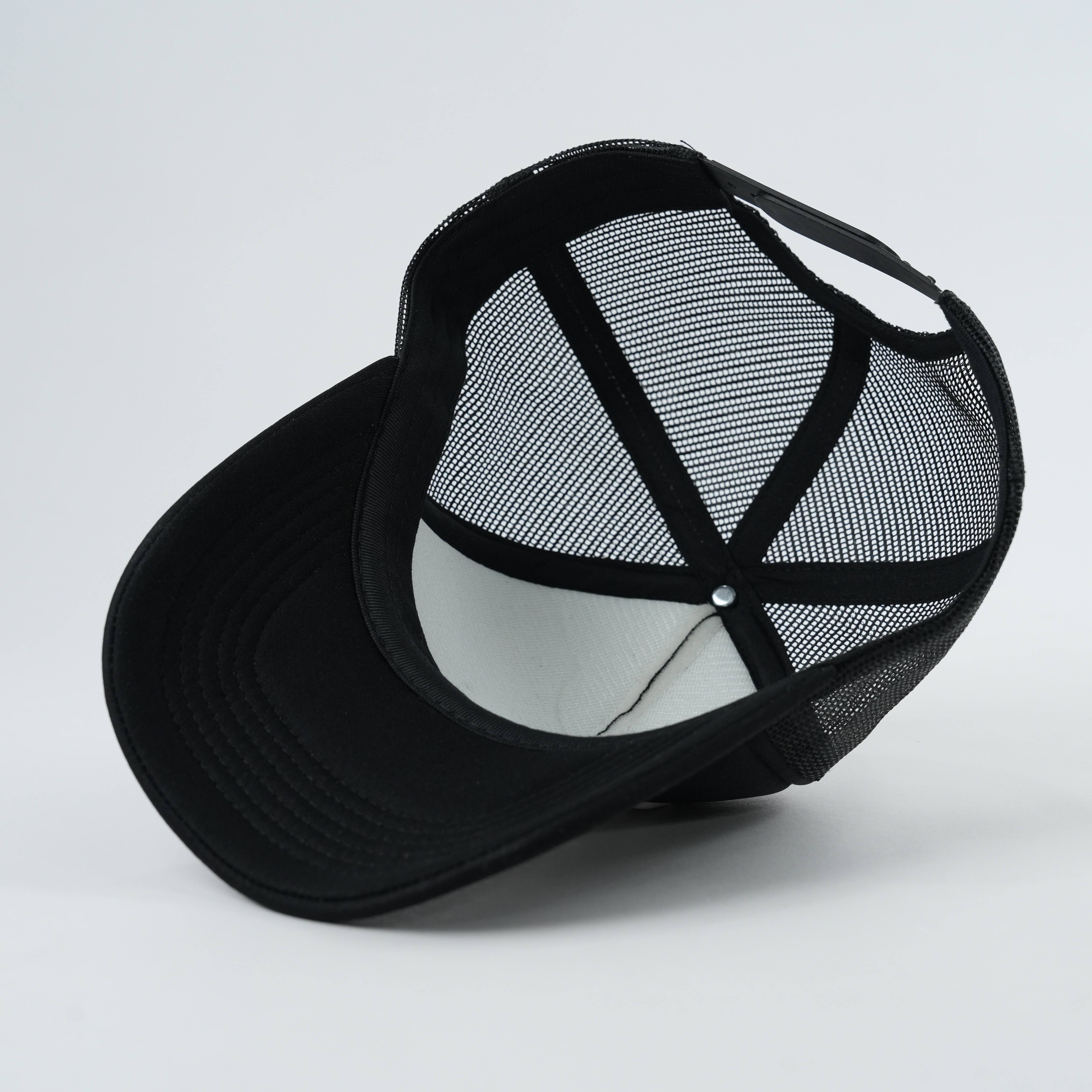 Black RIGHT LANE Raised Letter Mesh Trucker Cap