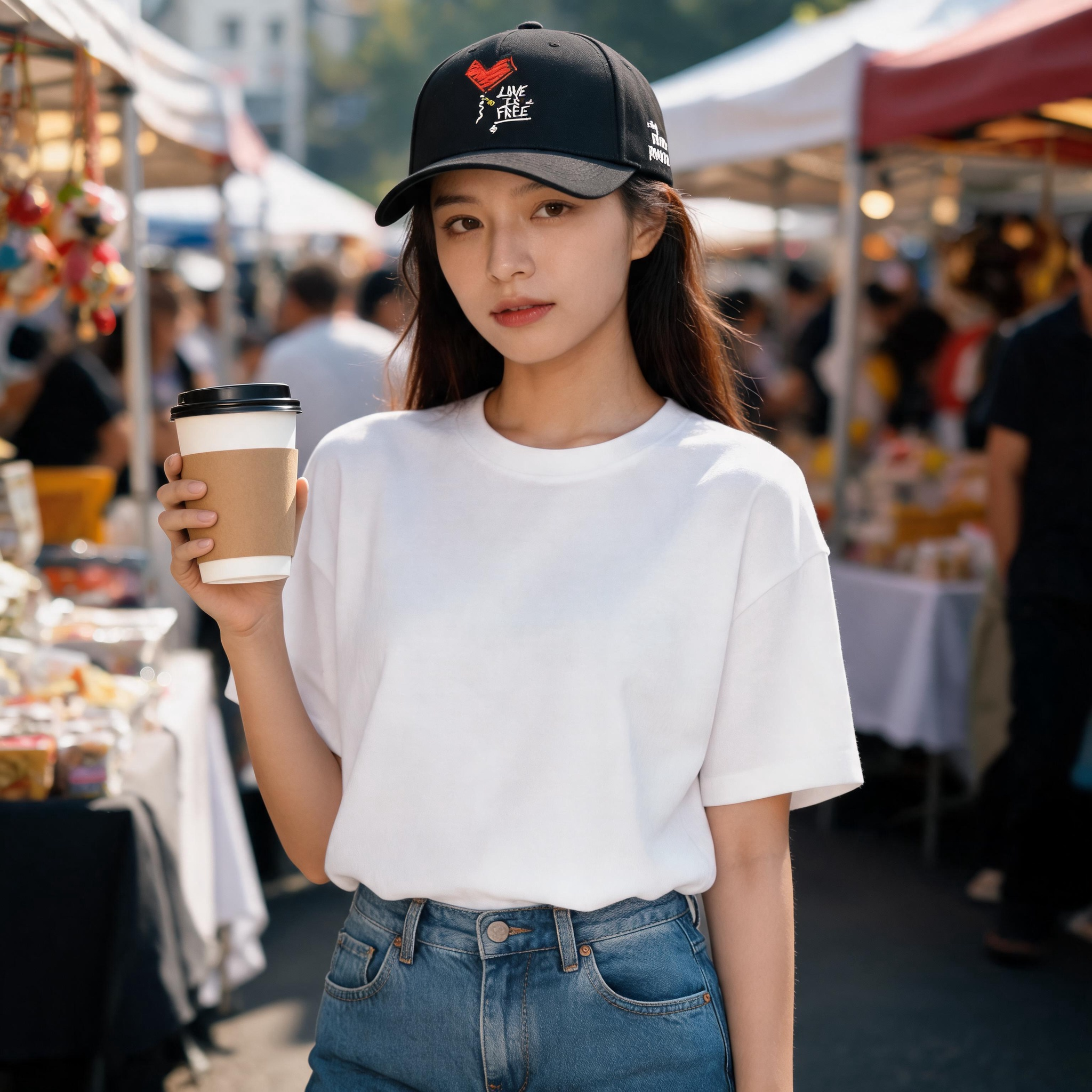 Black Cotton Twill Baseball Cap with 3D Embroidered Logo Adjustable Casual Hat