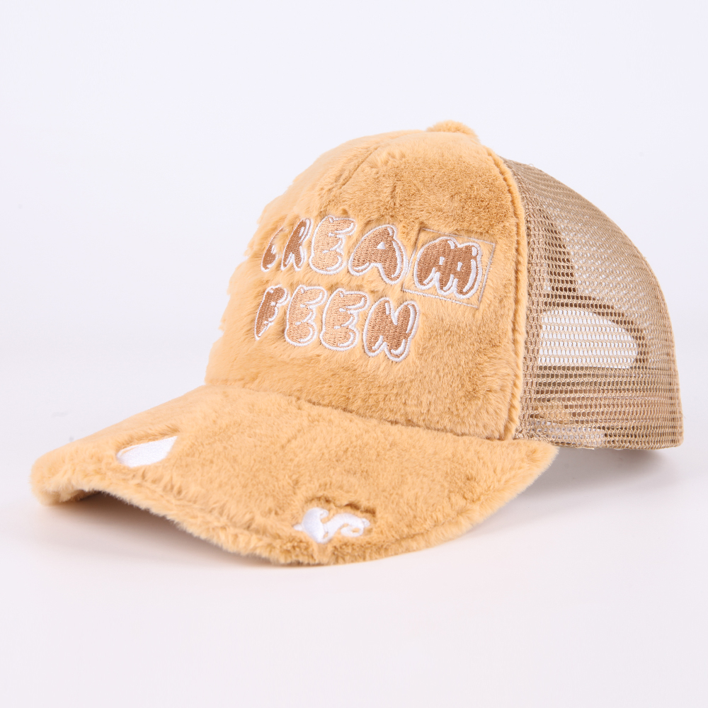 Self Made Self Paid Plush Velvet Mesh Trucker Cap with Embroidered Front Logo and Side Patch – Pink Red Black Blue