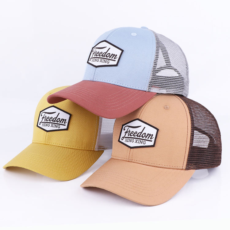 Pastel Color-Block Trucker Caps with Heritage Woven Badge