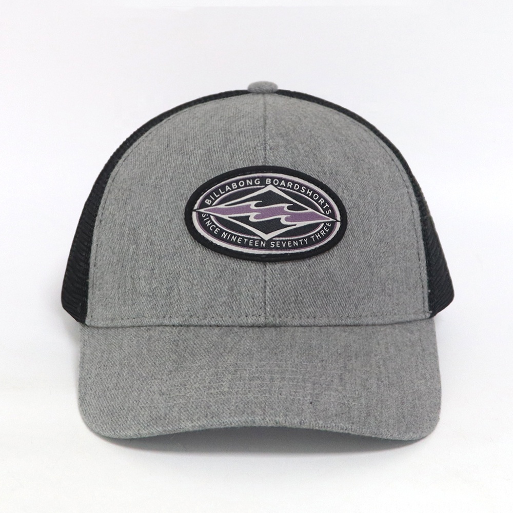 Gray Mesh Trucker Hat with Retro Surf Woven Patch