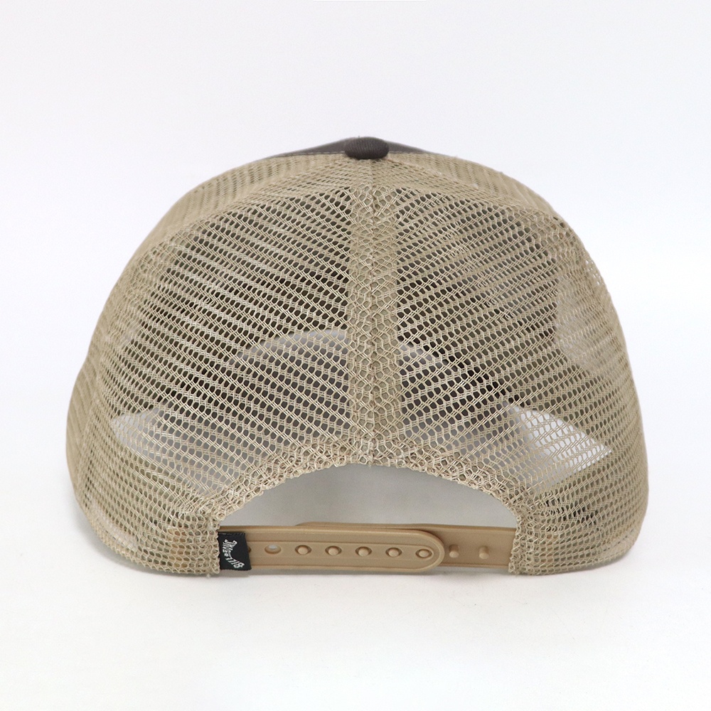 Brown Mesh Trucker Hat with Retro Boardshorts Woven Patch