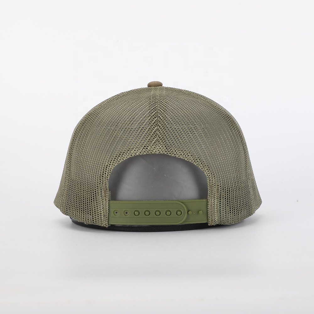 Olive Green Mesh Trucker Hat with Whitetail Woven Patch Logo